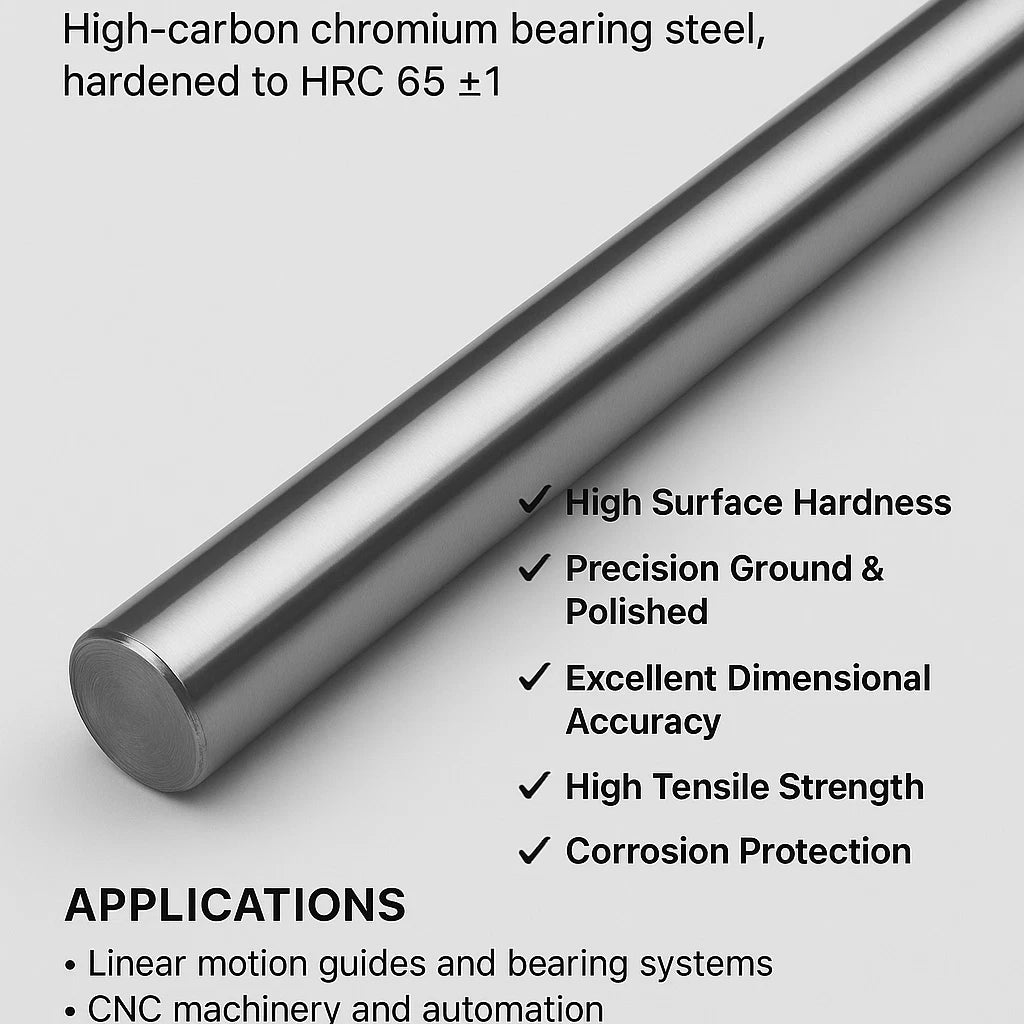 Cylinder Rail Linear Optical Axis Shaft Rod Bearing Steel OD 12X100-2000MM HRC65
